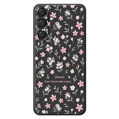 For Samsung Galaxy A16 5G  /  4G Case Small Flower Pattern Printing Straight Edge TPU Phone Back Cover - Black - 1