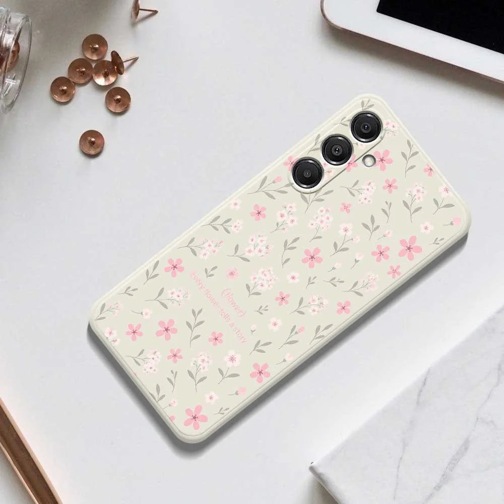 For Samsung Galaxy A16 5G  /  4G Case Small Flower Pattern Printing Straight Edge TPU Phone Back Cover - Black - 6
