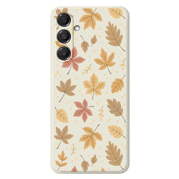 For Samsung Galaxy A16 5G  /  4G Case Leaves Pattern Printing Straight Edge TPU Phone Back Cover - Beige - 1
