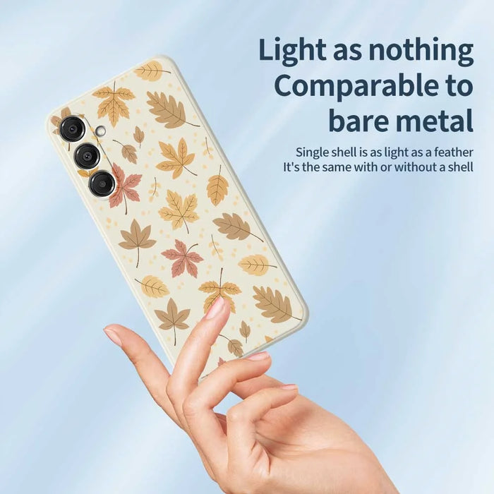 For Samsung Galaxy A16 5G  /  4G Case Leaves Pattern Printing Straight Edge TPU Phone Back Cover - Beige - 3