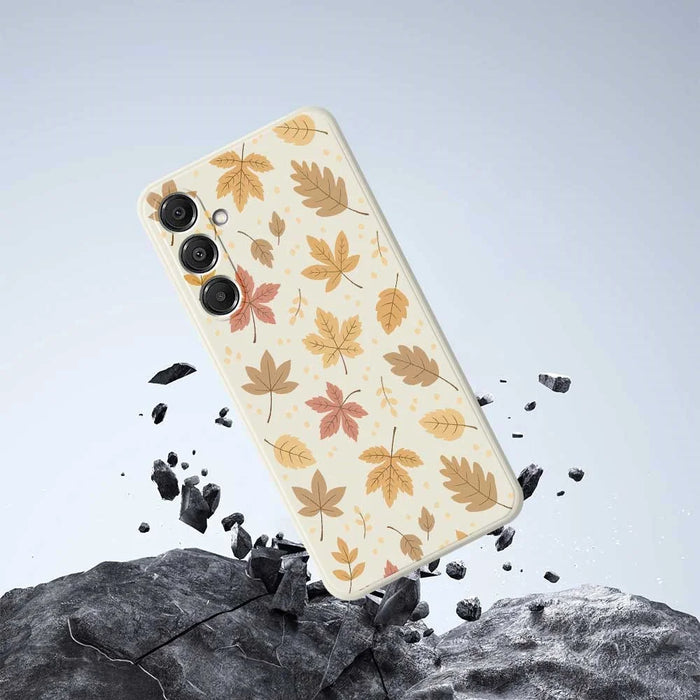 For Samsung Galaxy A16 5G  /  4G Case Leaves Pattern Printing Straight Edge TPU Phone Back Cover - Beige - 5