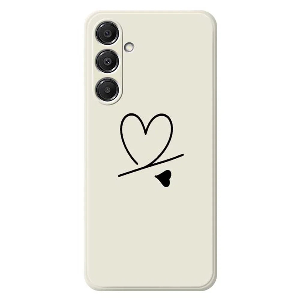 For Samsung Galaxy A16 5G  /  4G Case Black Love Pattern Printing Straight Edge TPU Phone Back Cover - Beige - 1