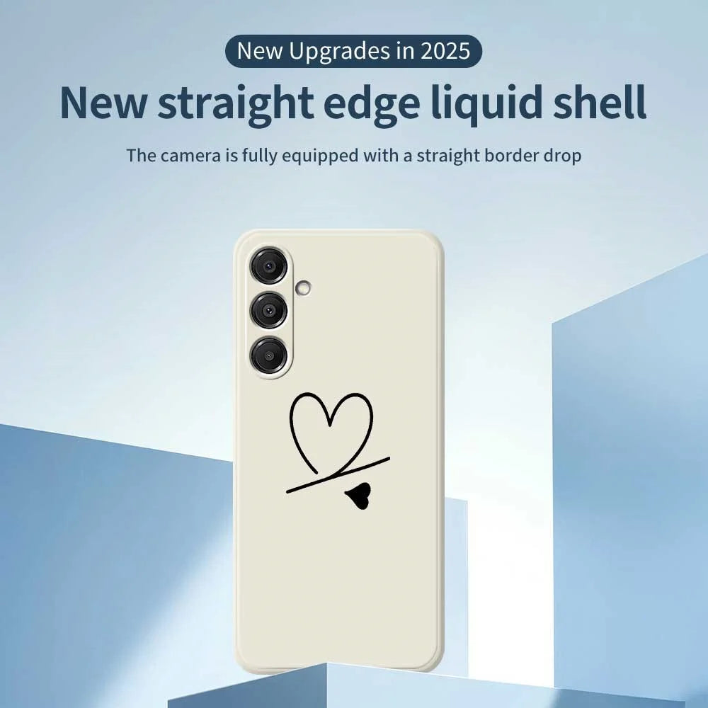 For Samsung Galaxy A16 5G  /  4G Case Black Love Pattern Printing Straight Edge TPU Phone Back Cover - Beige - 2