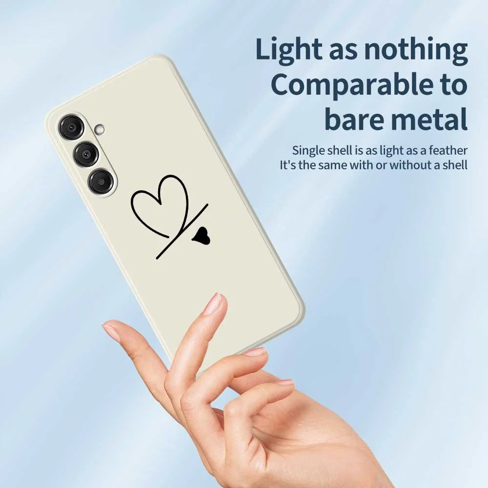 For Samsung Galaxy A16 5G  /  4G Case Black Love Pattern Printing Straight Edge TPU Phone Back Cover - Beige - 3