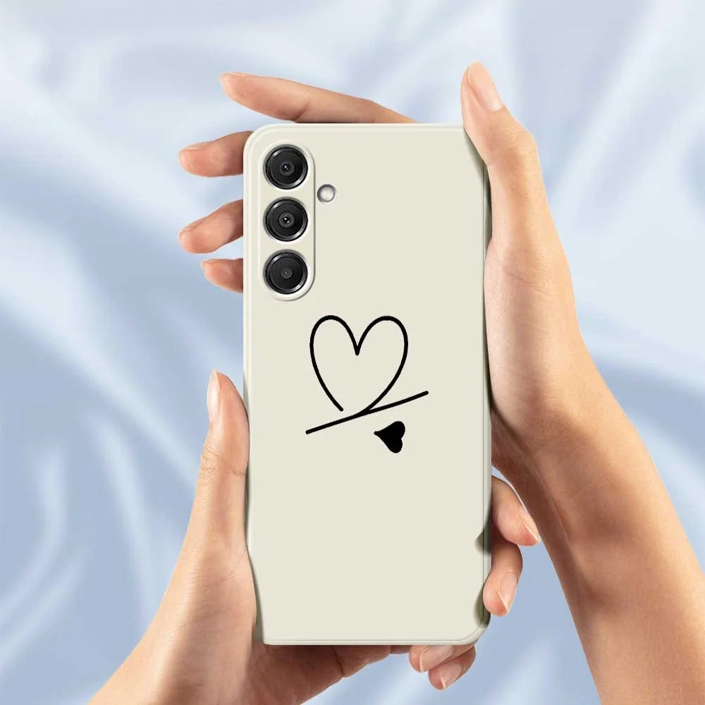 For Samsung Galaxy A16 5G  /  4G Case Black Love Pattern Printing Straight Edge TPU Phone Back Cover - Beige - 4
