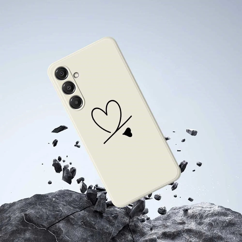 For Samsung Galaxy A16 5G  /  4G Case Black Love Pattern Printing Straight Edge TPU Phone Back Cover - Beige - 6