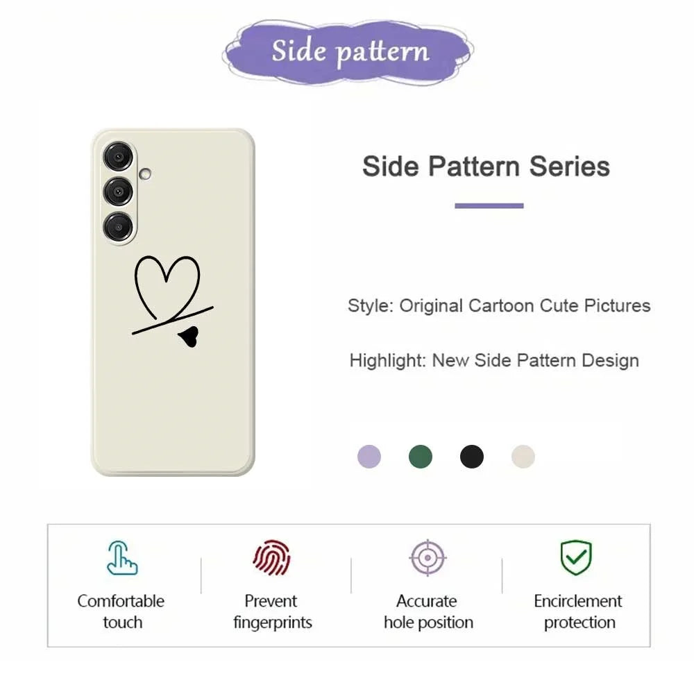 For Samsung Galaxy A16 5G  /  4G Case Black Love Pattern Printing Straight Edge TPU Phone Back Cover - Beige - 7