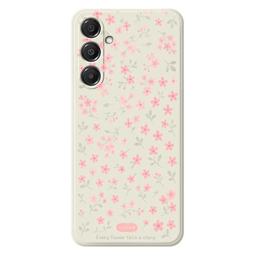 For Samsung Galaxy A16 5G  /  4G Case Pink Small Flowers Pattern Printing Straight Edge TPU Phone Back Cover - Beige - 1