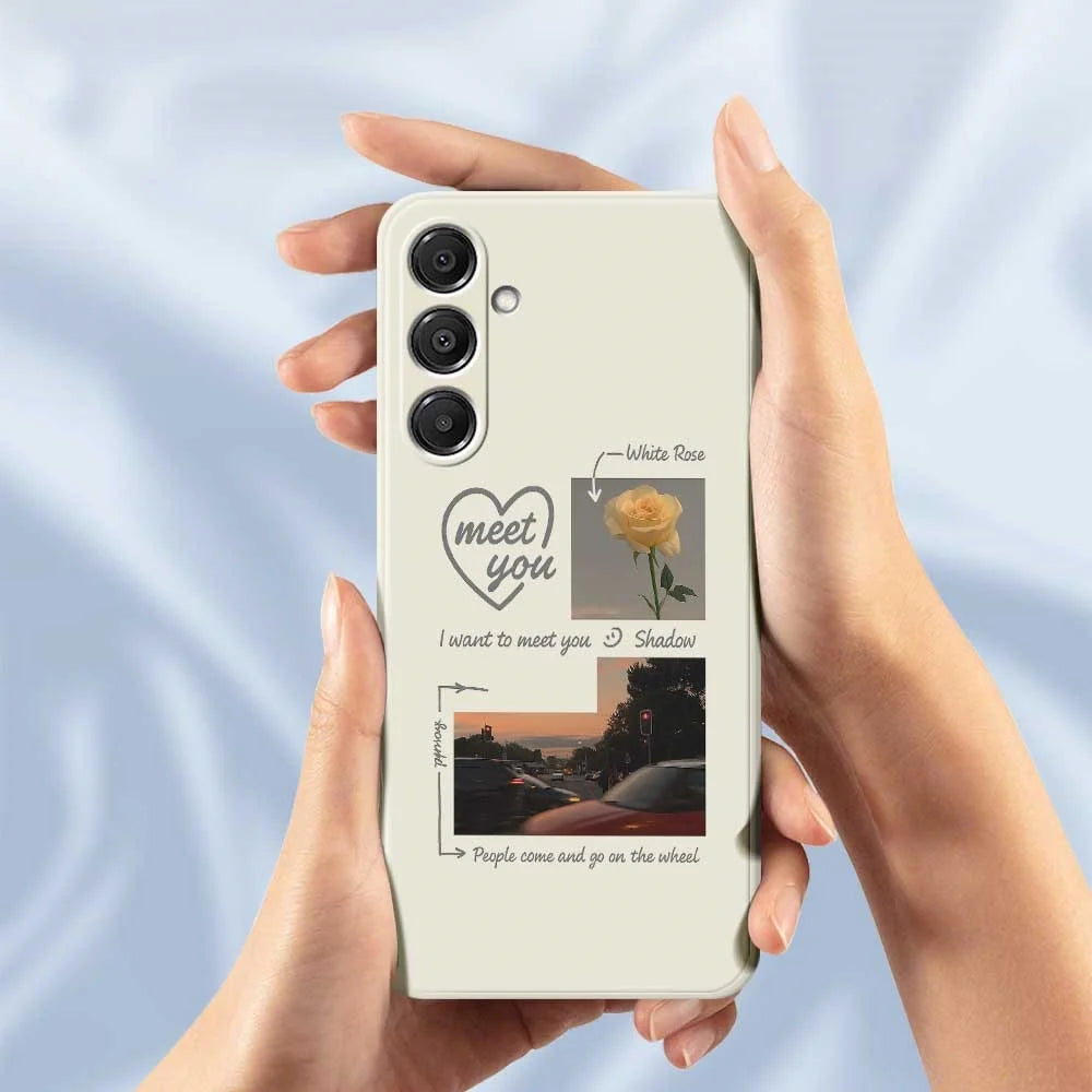 For Samsung Galaxy A16 5G  /  4G Case Meet You Photo Pattern Printing Straight Edge TPU Phone Back Cover - Beige - 4