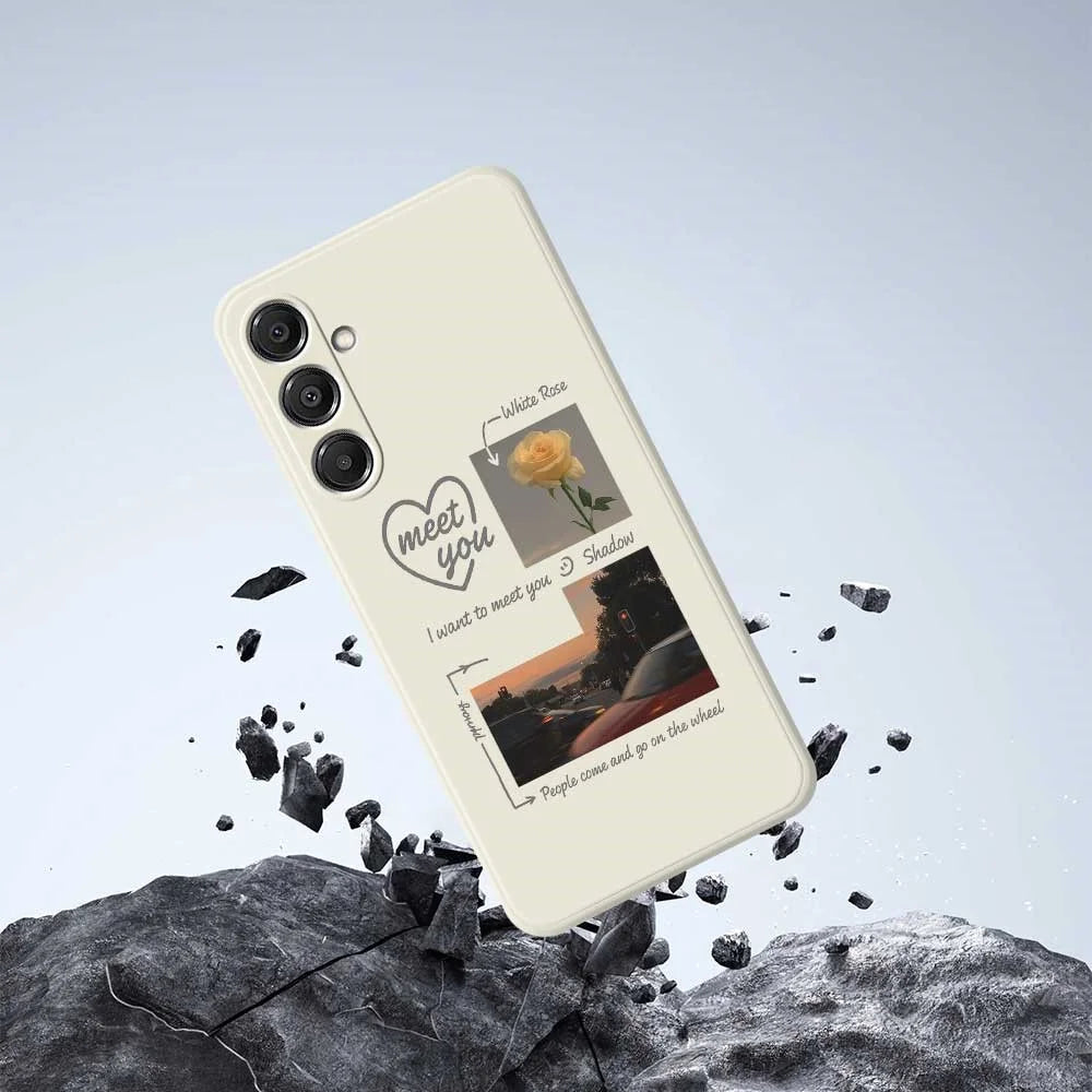 For Samsung Galaxy A16 5G  /  4G Case Meet You Photo Pattern Printing Straight Edge TPU Phone Back Cover - Beige - 5