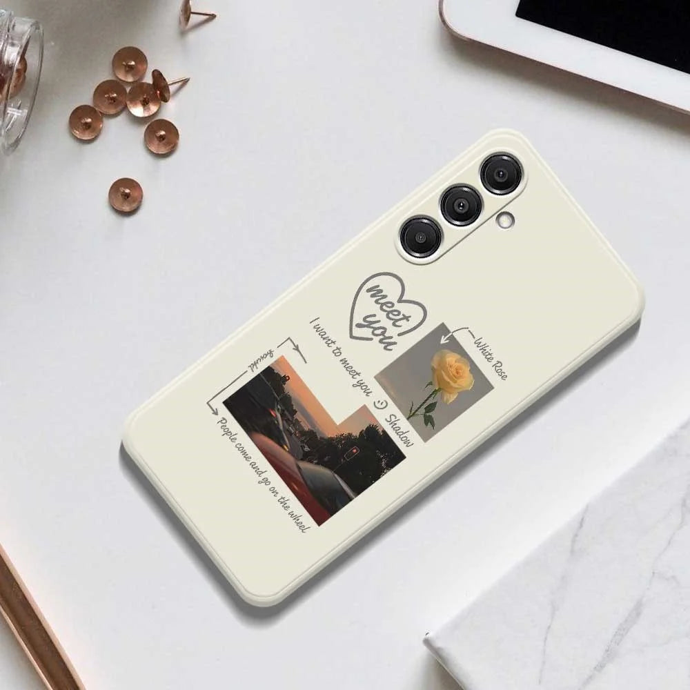 For Samsung Galaxy A16 5G  /  4G Case Meet You Photo Pattern Printing Straight Edge TPU Phone Back Cover - Beige - 6