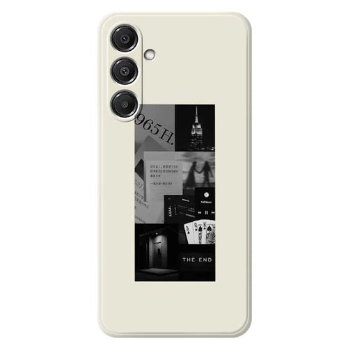 For Samsung Galaxy A16 5G  /  4G Case Stitching Photos Pattern Printing Straight Edge TPU Phone Back Cover - Beige - 1