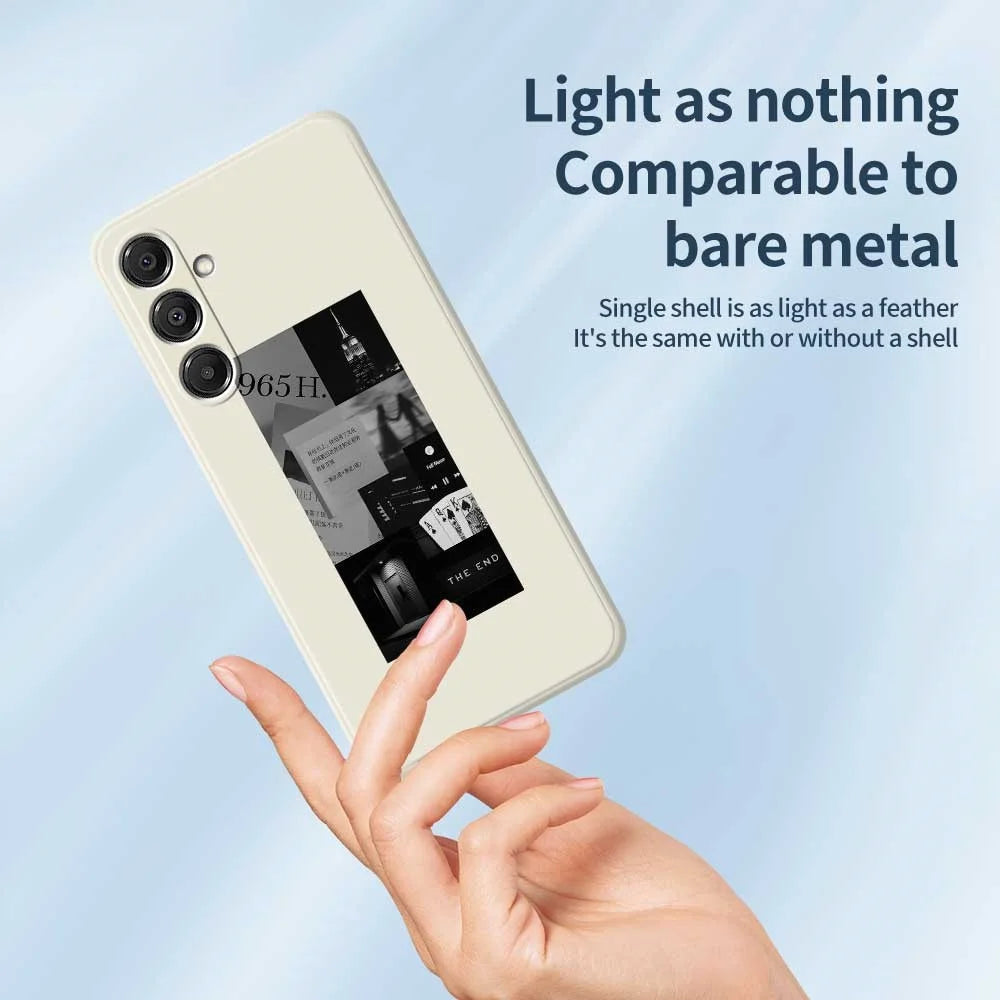 For Samsung Galaxy A16 5G  /  4G Case Stitching Photos Pattern Printing Straight Edge TPU Phone Back Cover - Beige - 3