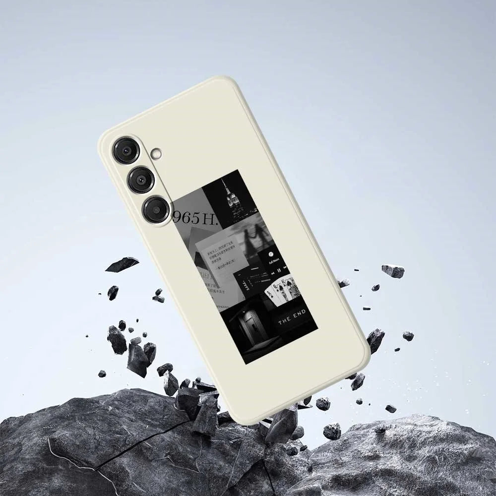 For Samsung Galaxy A16 5G  /  4G Case Stitching Photos Pattern Printing Straight Edge TPU Phone Back Cover - Beige - 5