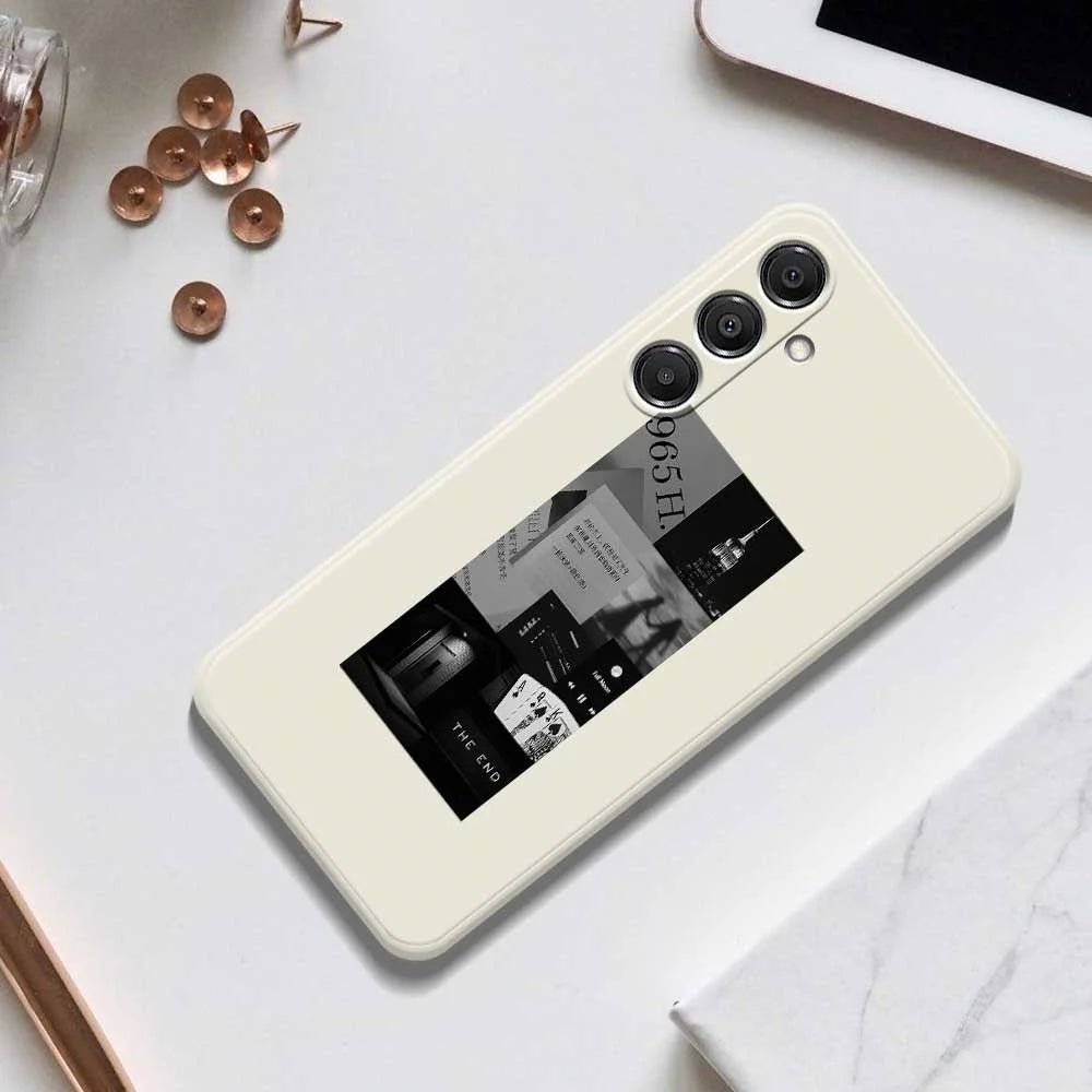 For Samsung Galaxy A16 5G  /  4G Case Stitching Photos Pattern Printing Straight Edge TPU Phone Back Cover - Beige - 6