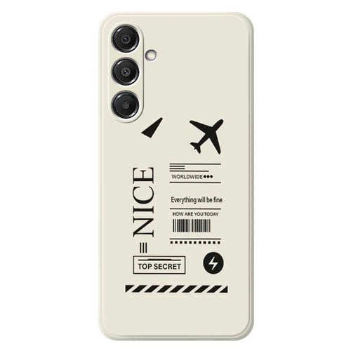 For Samsung Galaxy A16 5G  /  4G Case Boarding Ticket Pattern Printing Straight Edge TPU Phone Back Cover - Beige - 1