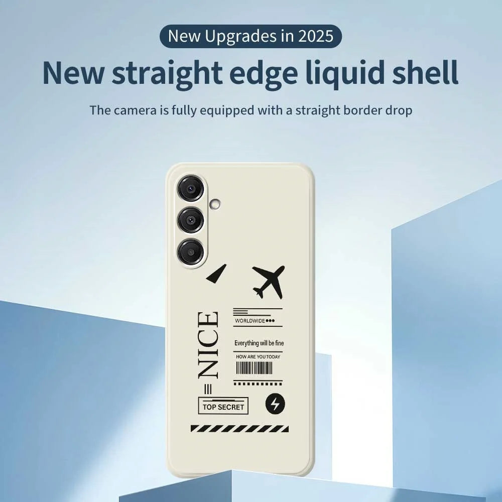 For Samsung Galaxy A16 5G  /  4G Case Boarding Ticket Pattern Printing Straight Edge TPU Phone Back Cover - Beige - 2