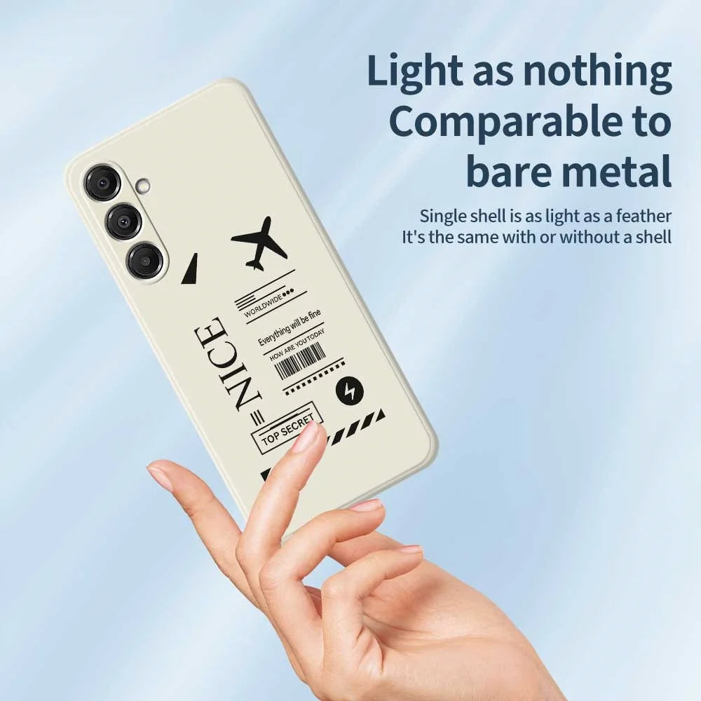 For Samsung Galaxy A16 5G  /  4G Case Boarding Ticket Pattern Printing Straight Edge TPU Phone Back Cover - Beige - 3