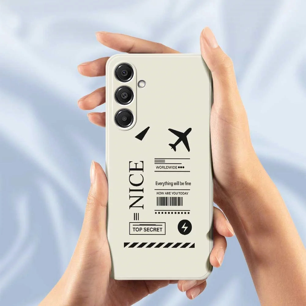 For Samsung Galaxy A16 5G  /  4G Case Boarding Ticket Pattern Printing Straight Edge TPU Phone Back Cover - Beige - 4
