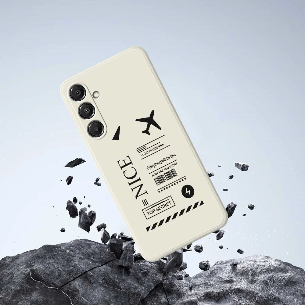 For Samsung Galaxy A16 5G  /  4G Case Boarding Ticket Pattern Printing Straight Edge TPU Phone Back Cover - Beige - 5