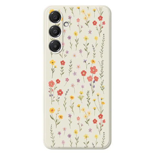 For Samsung Galaxy A16 5G  /  4G Case Flowers and Grass Pattern Printing Straight Edge TPU Phone Back Cover - Beige - 1