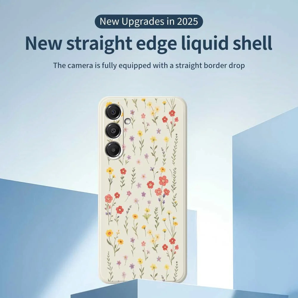 For Samsung Galaxy A16 5G  /  4G Case Flowers and Grass Pattern Printing Straight Edge TPU Phone Back Cover - Beige - 2
