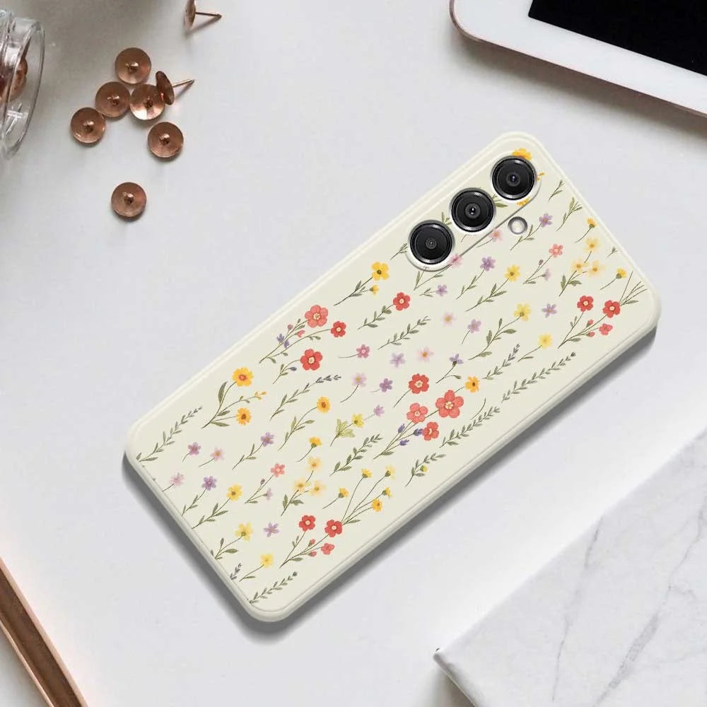 For Samsung Galaxy A16 5G  /  4G Case Flowers and Grass Pattern Printing Straight Edge TPU Phone Back Cover - Beige - 6