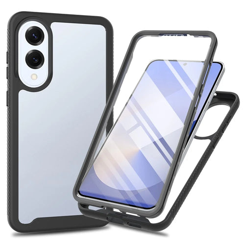 Clear Case for Samsung Galaxy S25 Edge PC + TPU Phone Back Cover with PET Screen Film - Black - 1