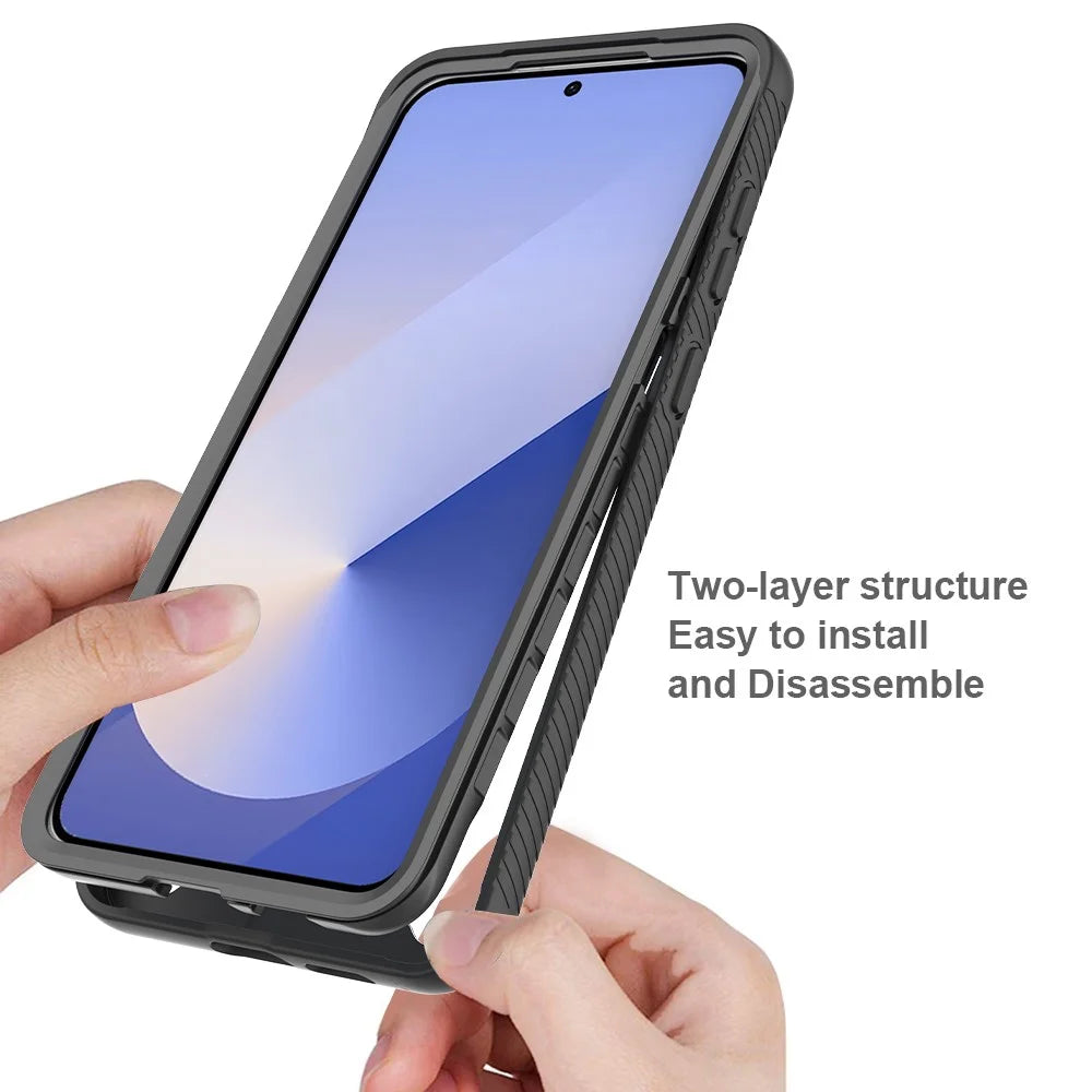 Clear Case for Samsung Galaxy S25 Edge PC + TPU Phone Back Cover with PET Screen Film - Black - 3
