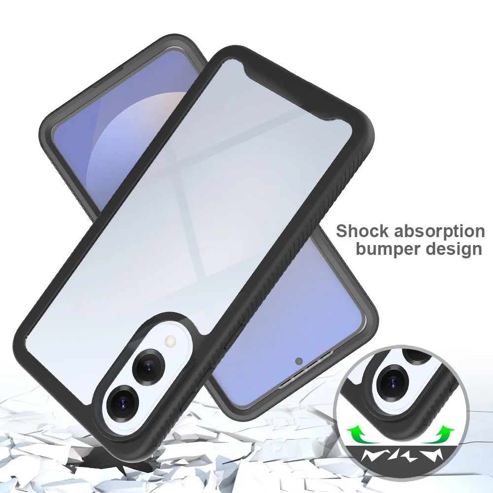 Clear Case for Samsung Galaxy S25 Edge PC + TPU Phone Back Cover with PET Screen Film - Black - 4