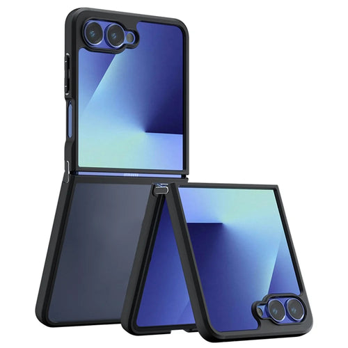 For Samsung Galaxy Z Flip7 5G Shockproof Case TPU+PC Phone Cover - Transparent Black - 1