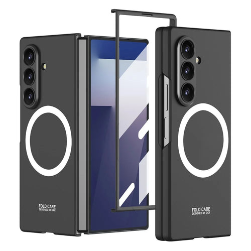 GKK For Samsung Galaxy Z Fold7 5G Magnetic Case PC Phone Cover with Screen Film - Black - 1