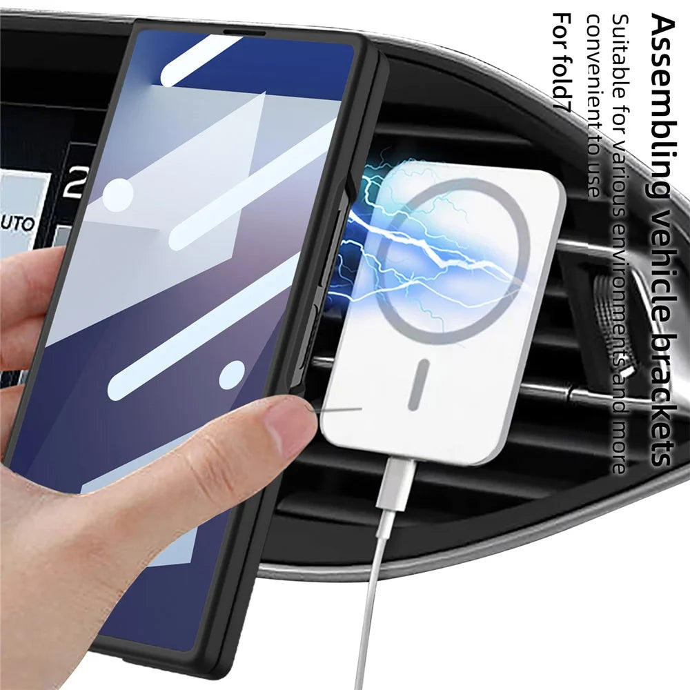 GKK For Samsung Galaxy Z Fold7 5G Magnetic Case PC Phone Cover with Screen Film - Black - 2