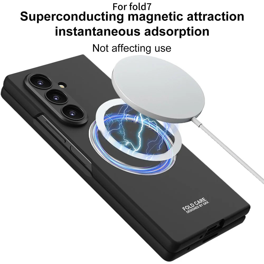 GKK For Samsung Galaxy Z Fold7 5G Magnetic Case PC Phone Cover with Screen Film - Black - 3