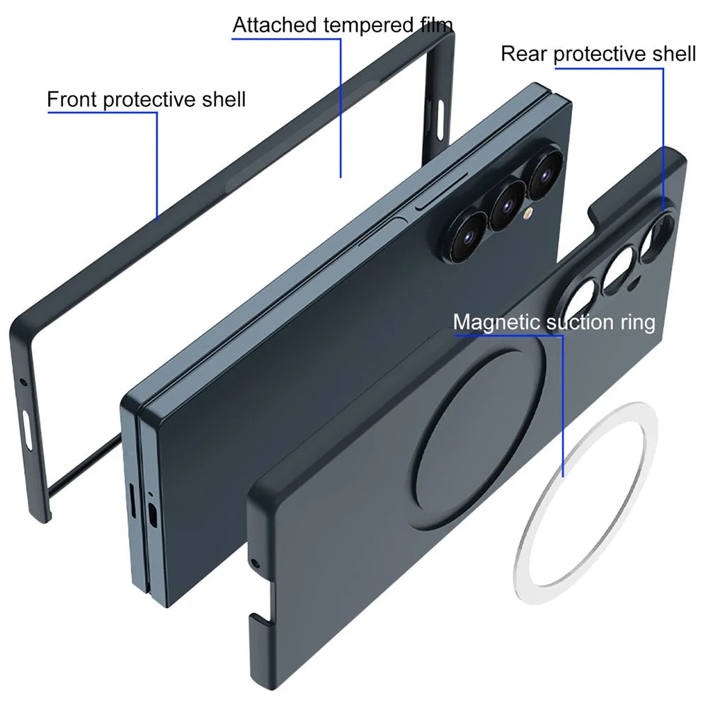 GKK For Samsung Galaxy Z Fold7 5G Magnetic Case PC Phone Cover with Screen Film - Black - 5