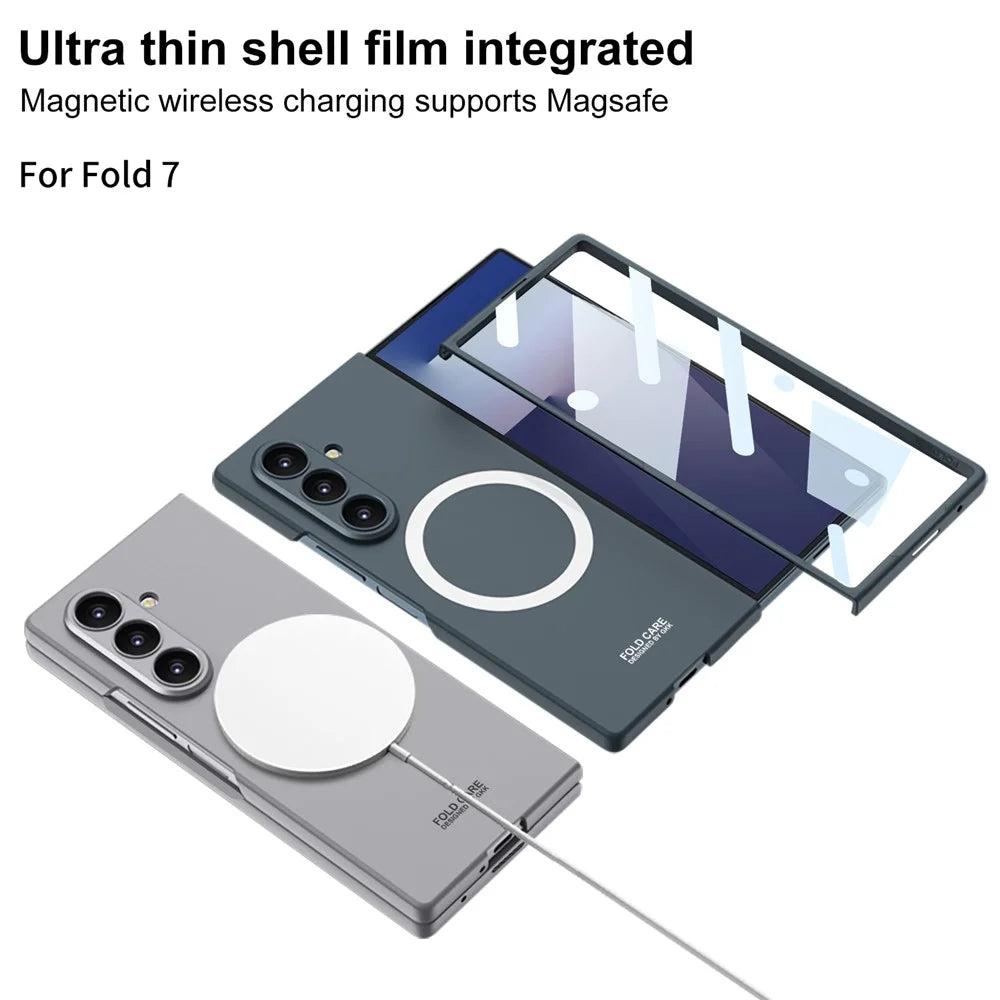 GKK For Samsung Galaxy Z Fold7 5G Magnetic Case PC Phone Cover with Screen Film - Black - 7