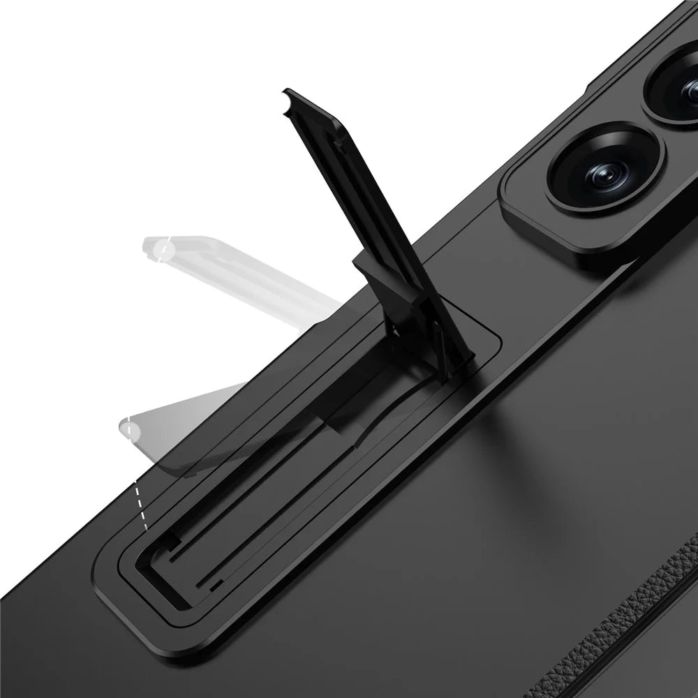 GKK For Samsung Galaxy Z Fold7 5G Case Kickstand Magnetic Folding PC Phone Cover with Privacy Front Screen Film - Black - 5
