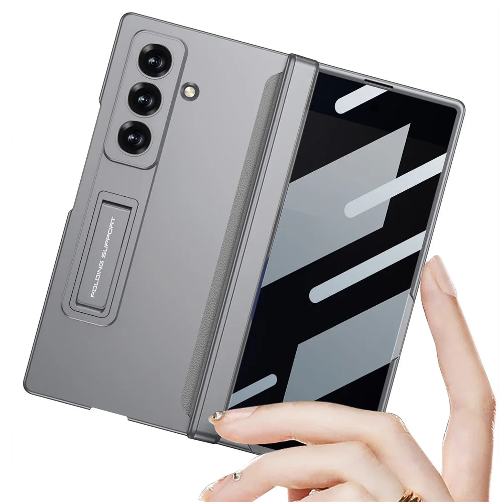 GKK For Samsung Galaxy Z Fold7 5G Case Kickstand Magnetic Folding PC Phone Cover with Privacy Front Screen Film - Black - 6