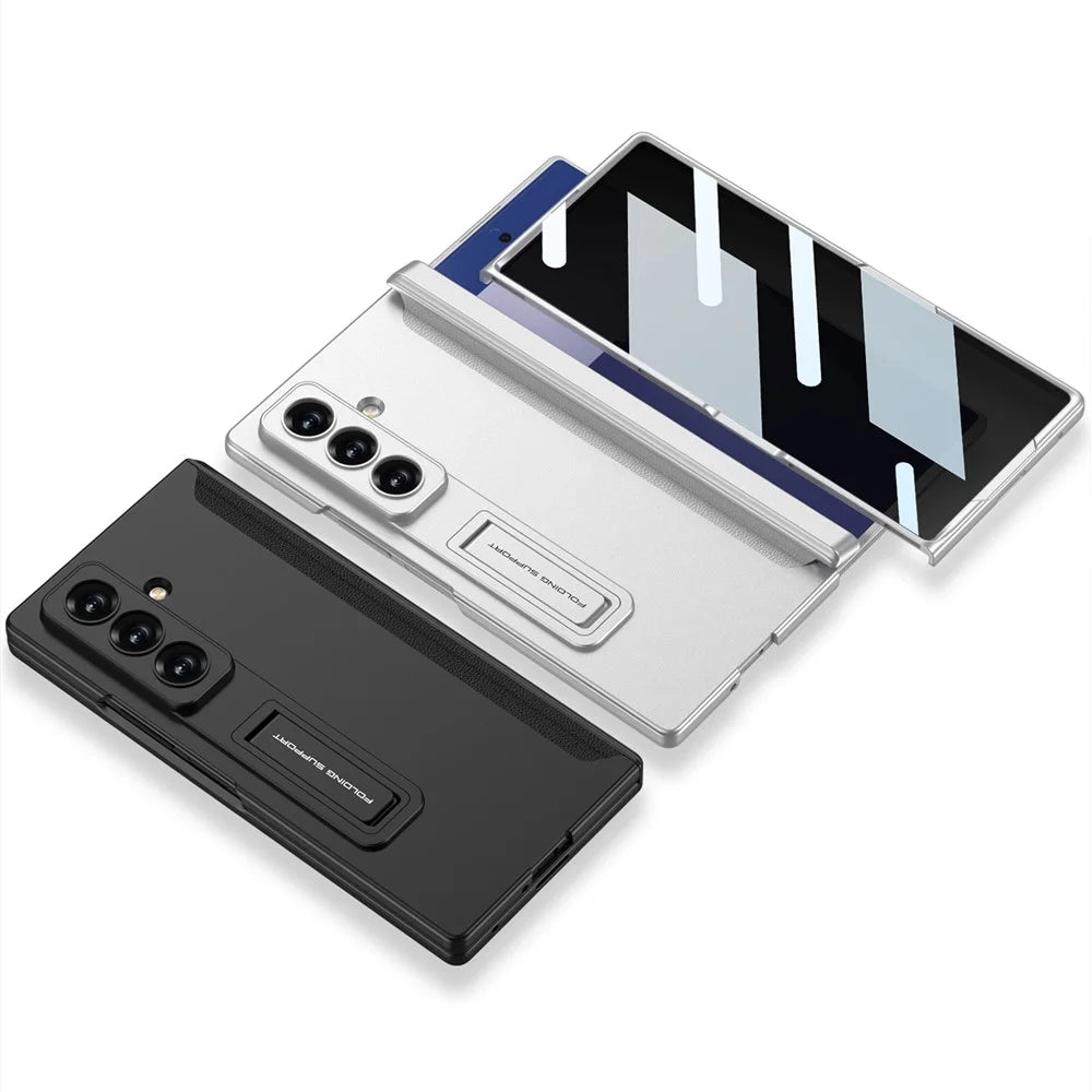 GKK For Samsung Galaxy Z Fold7 5G Case Kickstand Magnetic Folding PC Phone Cover with Privacy Front Screen Film - Black - 7