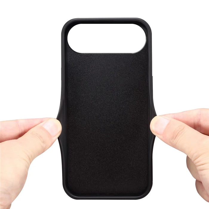 DENIOR For iPhone Air Case Card Holder Kickstand Leather Phone Back Cover - Black - 4