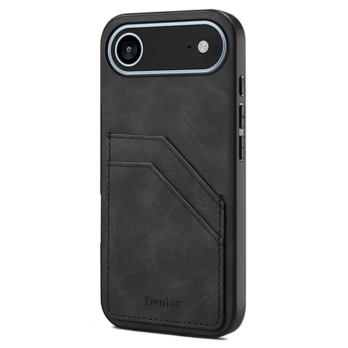 DENIOR For iPhone Air Case Dual Card Slots PU Leather + TPU + PC Phone Cover - Black - 1