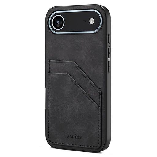 DENIOR For iPhone Air Case Dual Card Slots PU Leather + TPU + PC Phone Cover - Black - 1