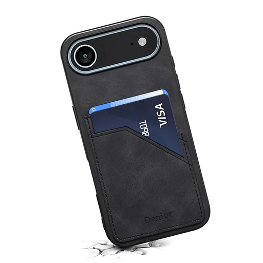 DENIOR For iPhone Air Case Dual Card Slots PU Leather + TPU + PC Phone Cover - Black - 2