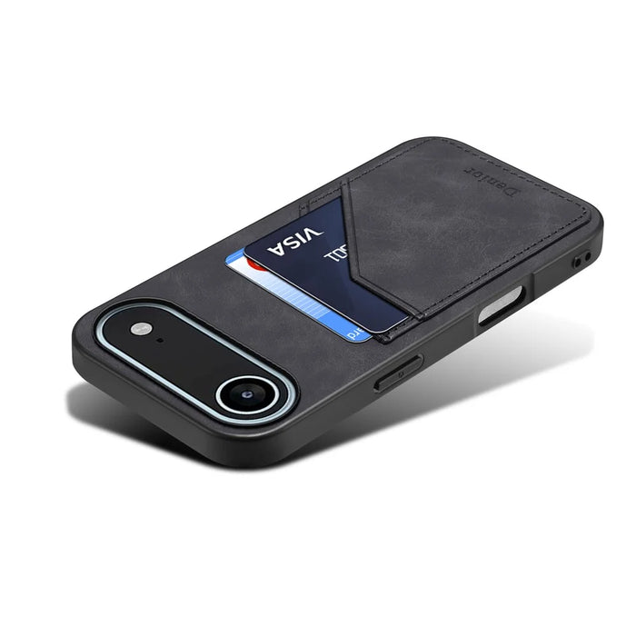 DENIOR For iPhone Air Case Dual Card Slots PU Leather + TPU + PC Phone Cover - Black - 3