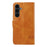 For Samsung Galaxy S25 FE Wallet Case T-Shape Lines Leather Phone Cover Stand - Brown - 7