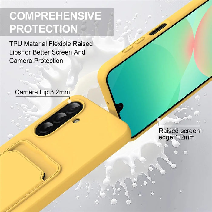 For Samsung Galaxy A56 5G  /  A36 5G Liquid Silicone Case Phone Back Cover with Short Strap - Yellow - 7