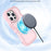 For iPhone 16 Pro Magnetic Case Wave Edge TPU + Acrylic Phone Cover with Mirror Kickstand - Pink - 4