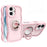 For iPhone 16 Magnetic Case Wave Edge TPU + Acrylic Phone Cover with Mirror Kickstand - Pink - 1