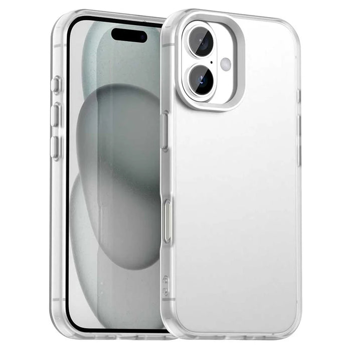 For iPhone 17 Case PC + TPU + PET Matte Anti-Drop Phone Back Cover - White - 1