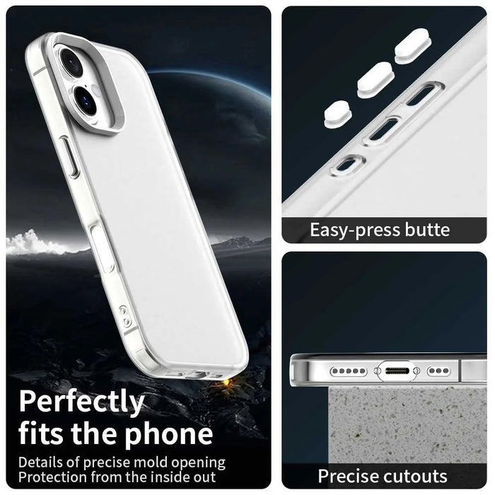 For iPhone 17 Case PC + TPU + PET Matte Anti-Drop Phone Back Cover - White - 3